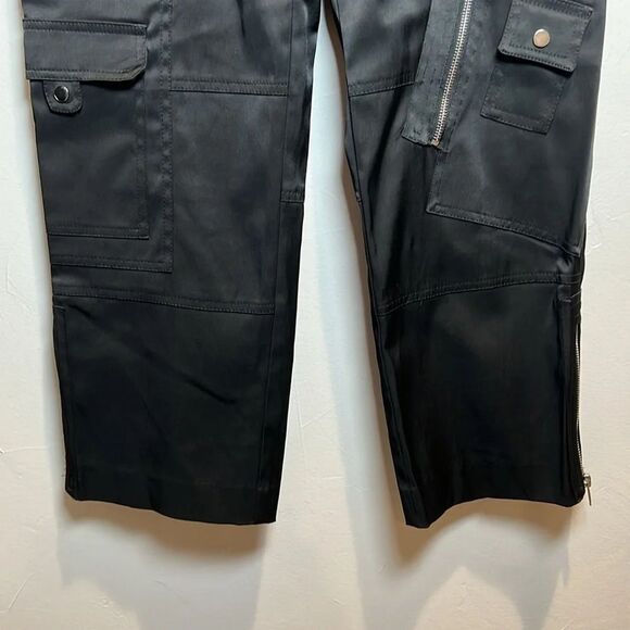 Cache Pants Black Sexy Satin Cargo Crop Zipper Size 4 NWT Deadstock - Picture 4 of 16